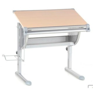 Escritorio juvenil BELIA ajustable, haya y acero, 117x68cm