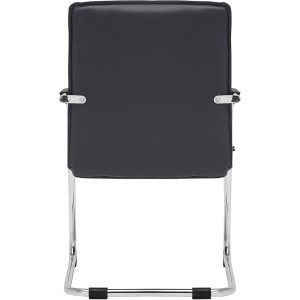 Silla de confidente GOLIAT, estructura metálica, gran acolchado y elegante diseño en piel color negro