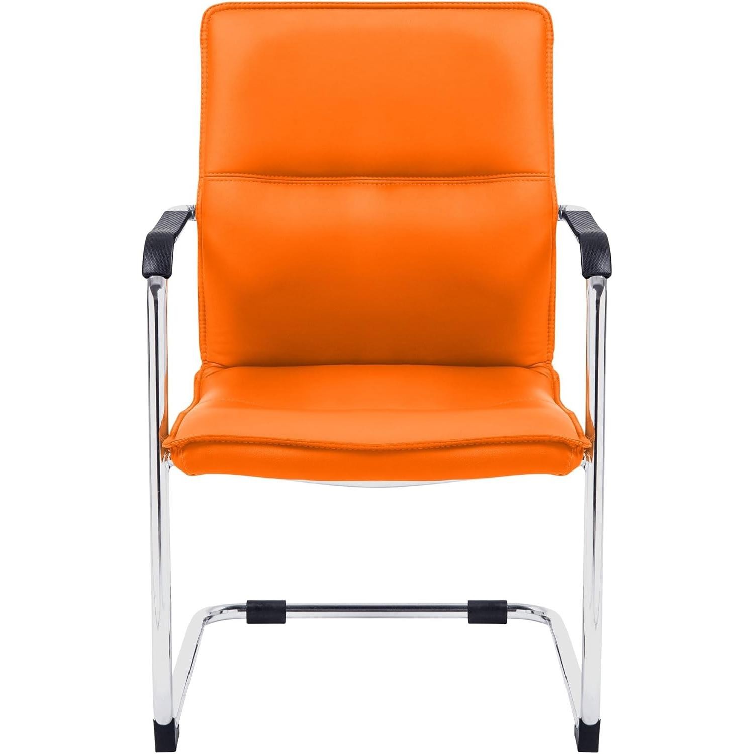 Silla de Confidente GOLIAT, Estructura Metálica, Gran Acolchado y Elegante Diseño en Piel color Negro