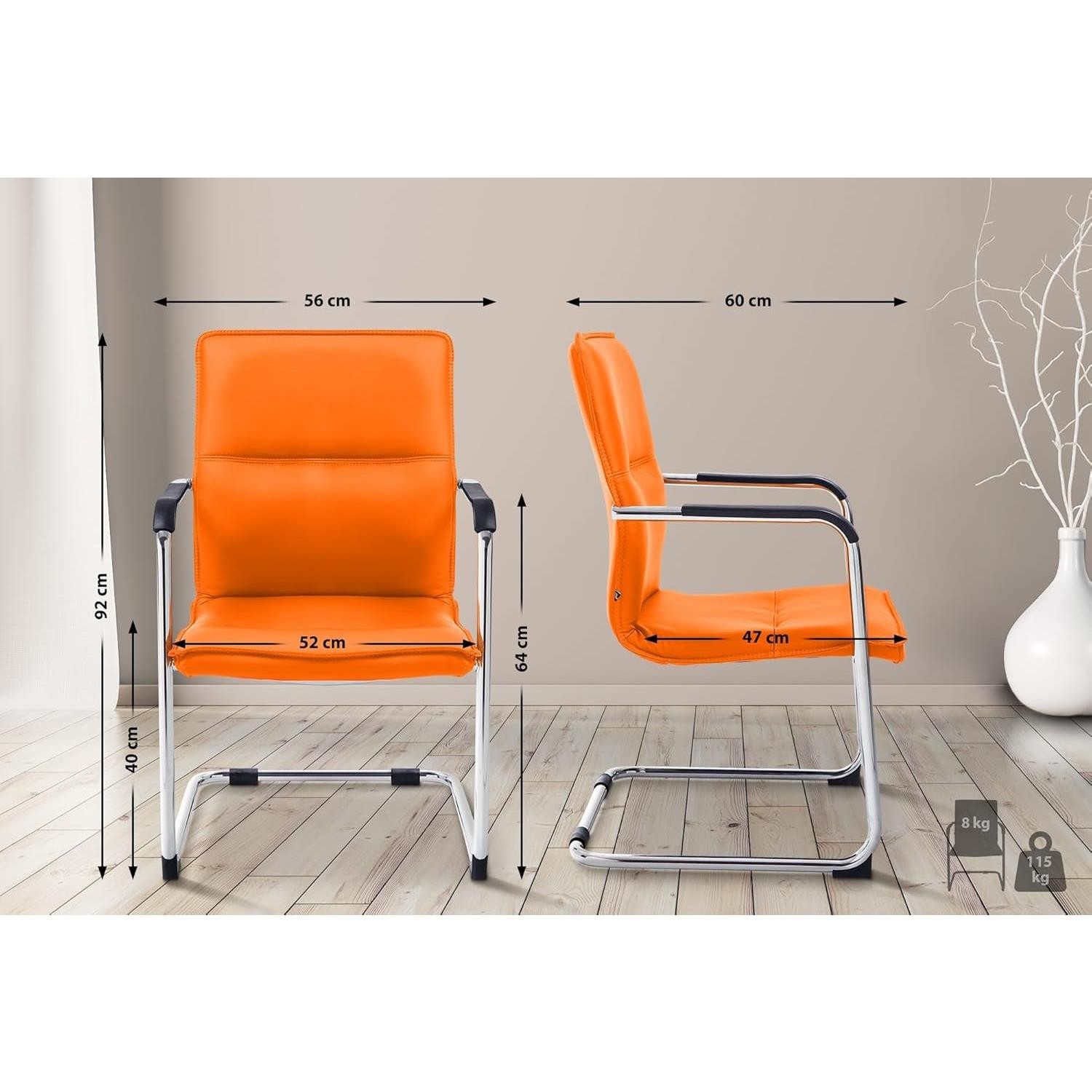 Silla de Confidente GOLIAT, Estructura Metálica, Gran Acolchado y Elegante Diseño en Piel color Negro
