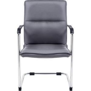 Silla de confidente GOLIAT, estructura metálica, gran acolchado y elegante diseño en piel color negro