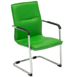 Silla de confidente GOLIAT, estructura metálica, gran acolchado y elegante diseño en piel color negro