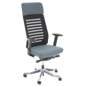 Silla de oficina LIENA PRO, respaldo ergonómico, en tela y malla, color gris