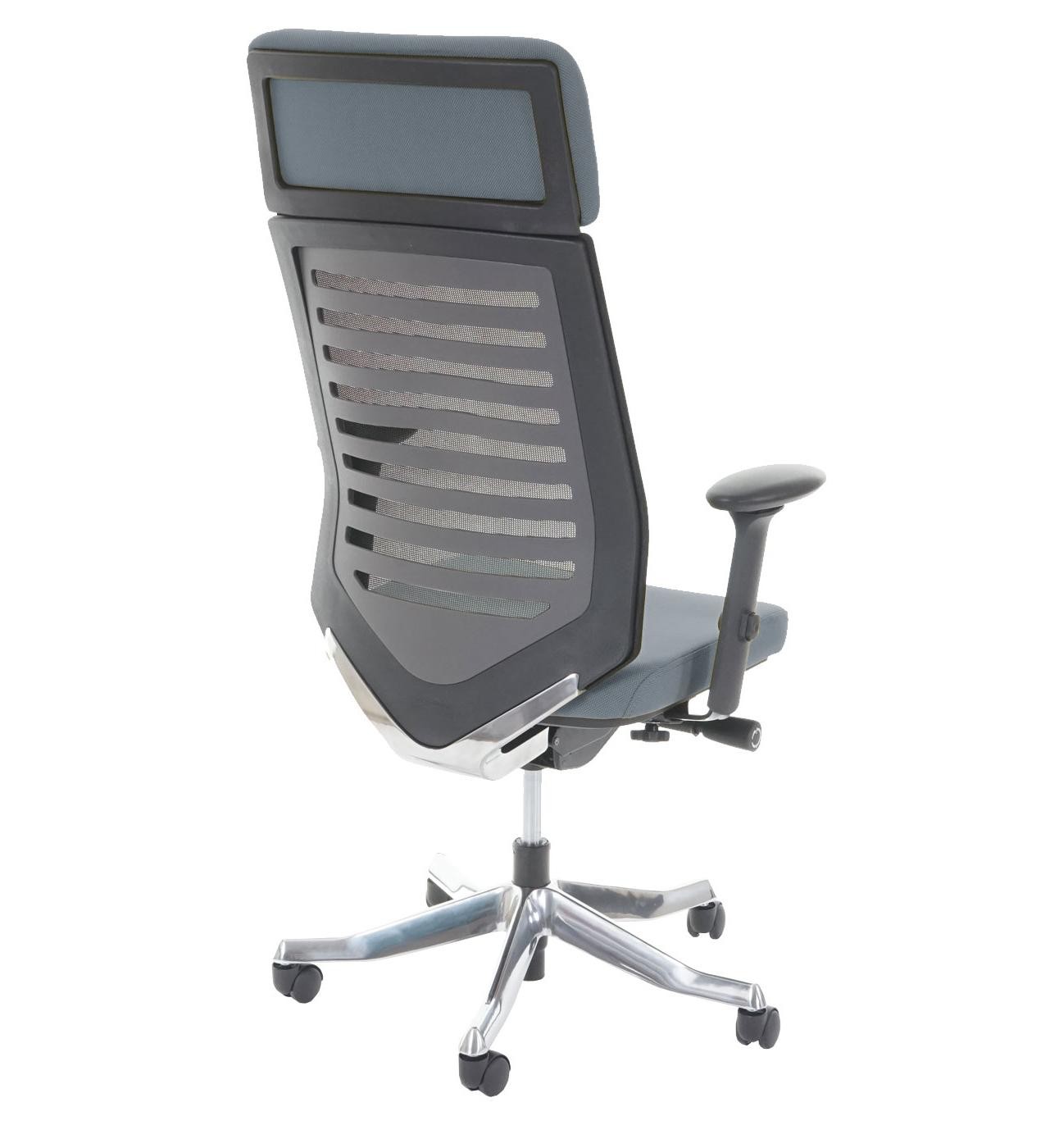 Silla de Oficina LIENA PRO, Amplio Respaldo Ergonómico, Base Aluminio, En Tela y Malla Gris