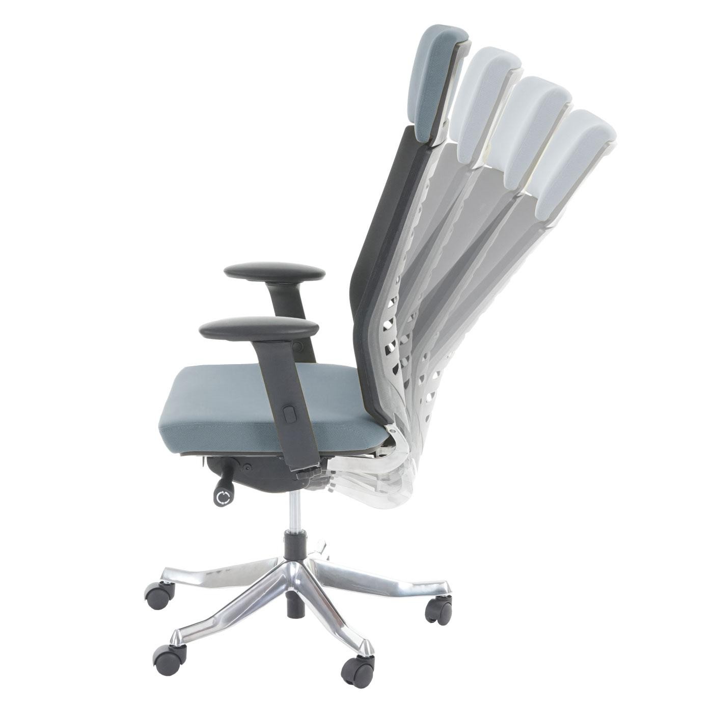 Silla de Oficina LIENA PRO, Amplio Respaldo Ergonómico, Base Aluminio, En Tela y Malla Gris