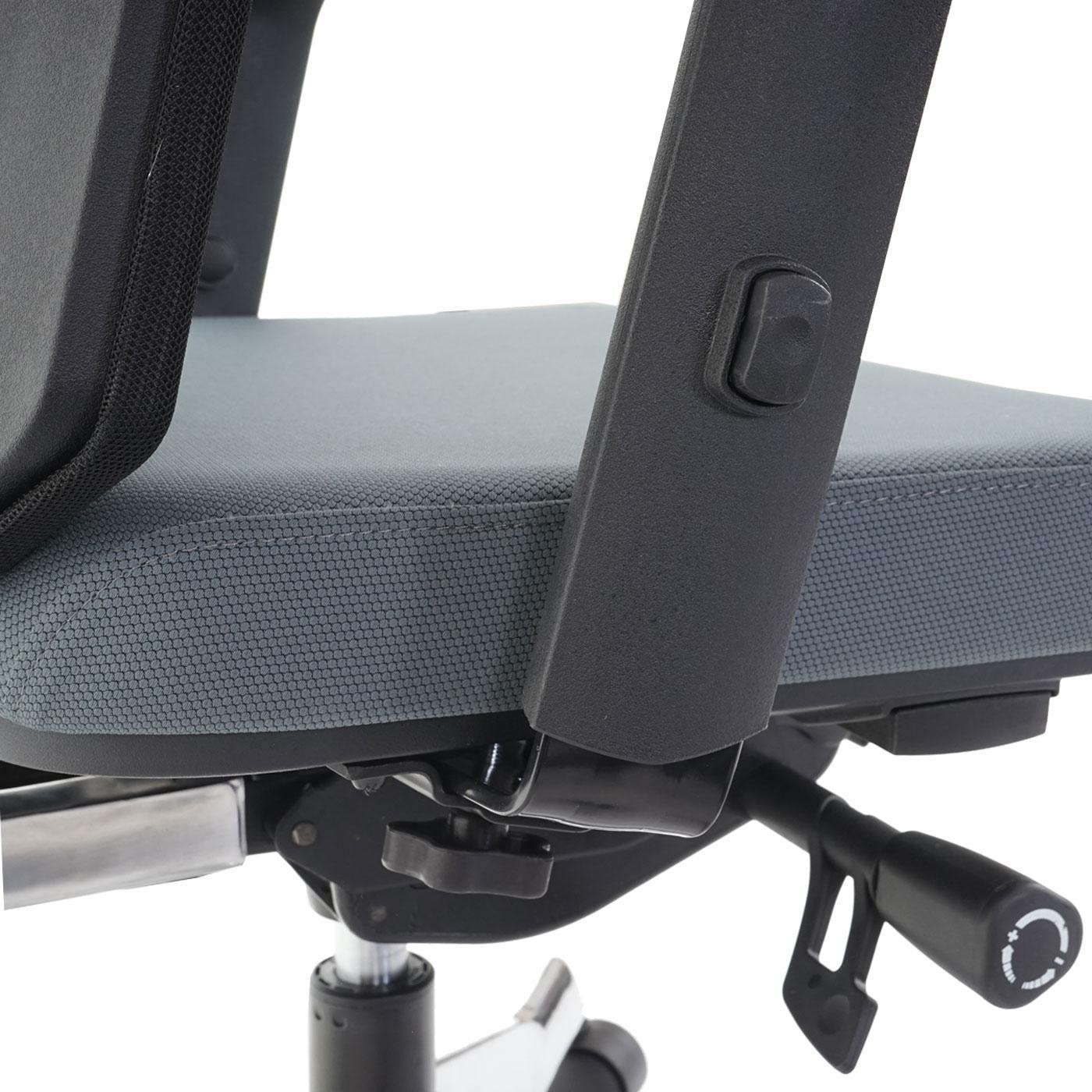 Silla de Oficina LIENA PRO, Amplio Respaldo Ergonómico, Base Aluminio, En Tela y Malla Gris