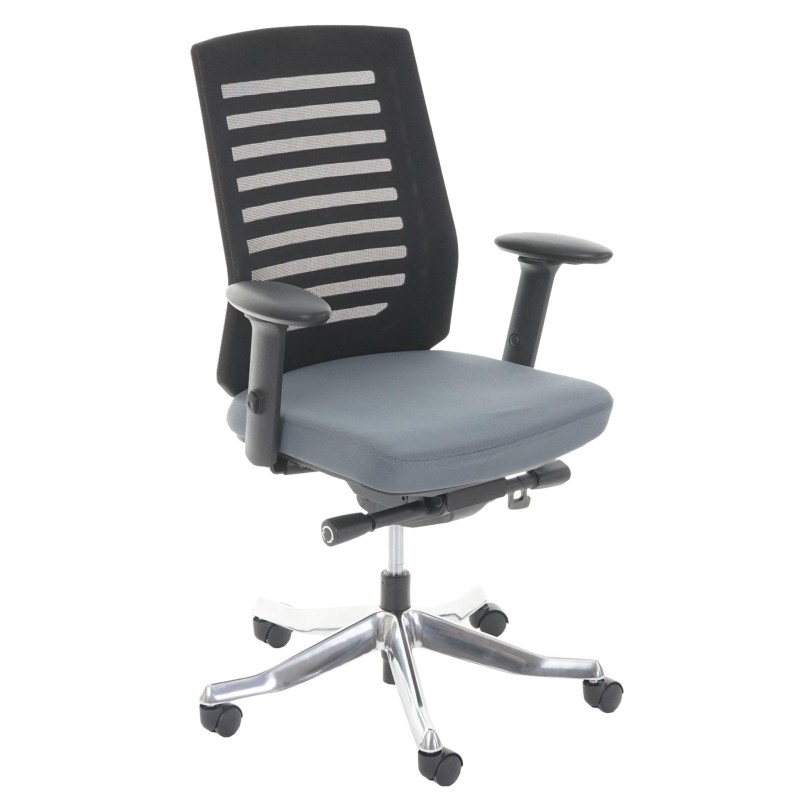 Silla de oficina LIENA, respaldo ergonómico, en tela y malla, color gris