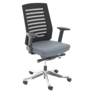Silla de oficina LIENA, respaldo ergonómico, en tela y malla, color gris
