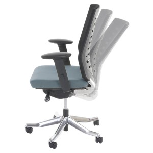 Silla de oficina LIENA, respaldo ergonómico, en tela y malla, color gris