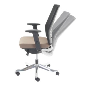 Silla de oficina LIENA, respaldo ergonómico, en tela y malla, color gris
