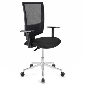Silla de oficina PANDORA PRO, base en metal, en malla y piel color negro