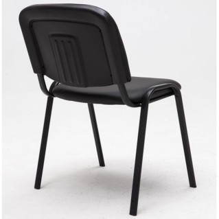 Silla de confidente MOBY PIEL negro, patas negras 2