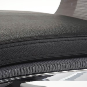 Silla de oficina YANG, diseño espectacular piel real y malla, negro