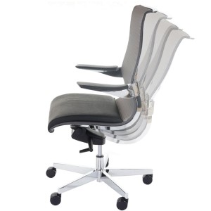 Silla de oficina YANG 10, diseño espectacular piel real y malla, negro