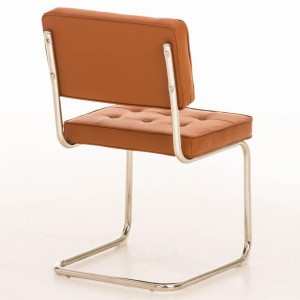 Silla de confidente CHIVO PIEL, estructura metálica, gran acolchado y diseño retro con capitoné en piel color negro