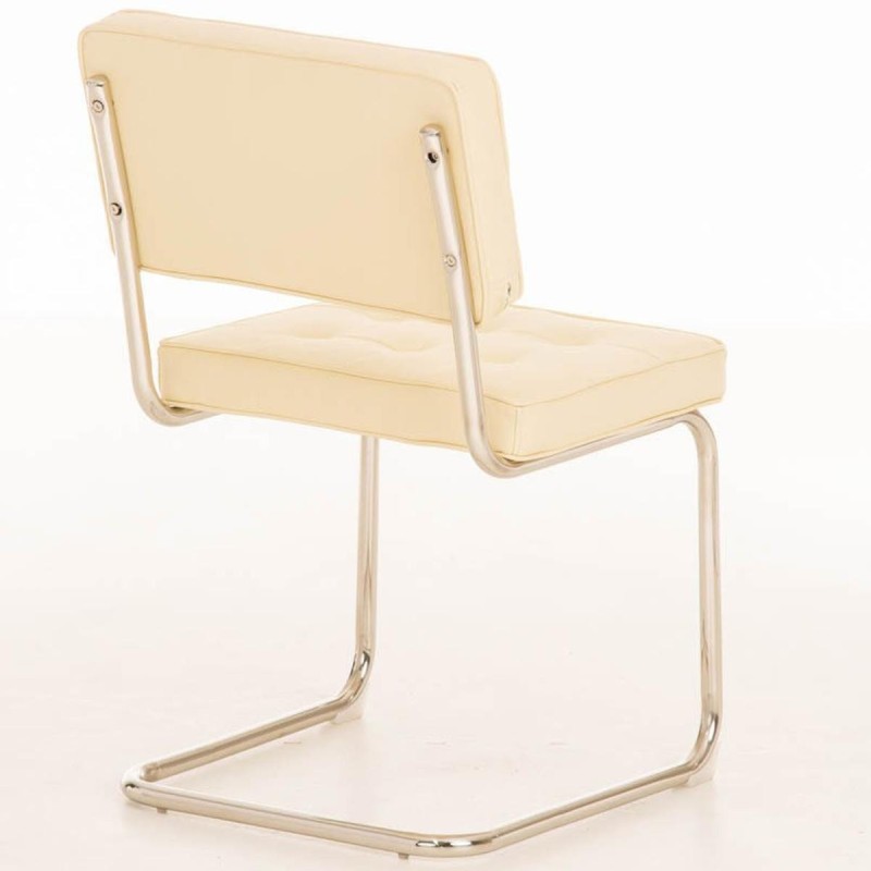 Silla de confidente CHIVO PIEL, estructura metálica, gran acolchado y diseño retro con capitoné en piel color negro