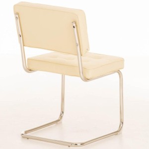 Silla de confidente CHIVO PIEL, estructura metálica, gran acolchado y diseño retro con capitoné en piel color negro