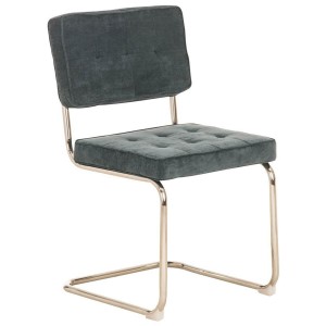 Silla de confidente CHIVO TELA, estructura metálica, gran acolchado y diseño retro con capitoné en tela color naranja