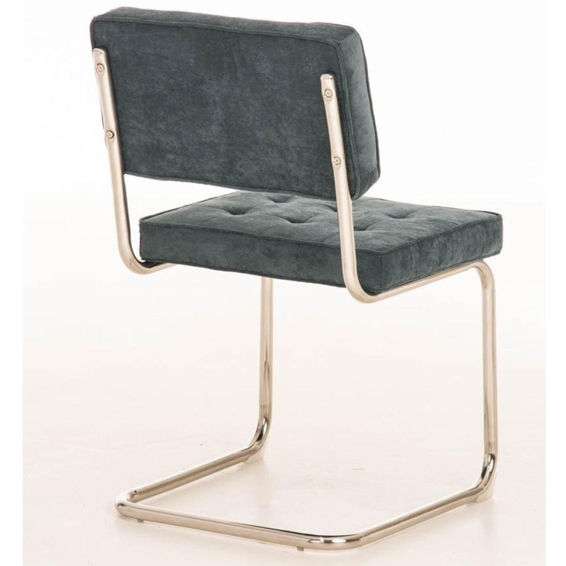 Silla de confidente CHIVO TELA, estructura metálica, gran acolchado y diseño retro con capitoné en tela color naranja