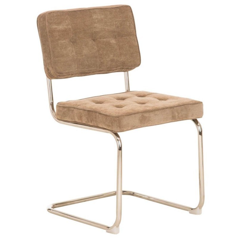 Silla de confidente CHIVO TELA, estructura metálica, gran acolchado y diseño retro con capitoné en tela color naranja
