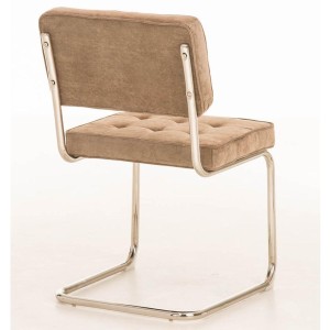 Silla de confidente CHIVO TELA, estructura metálica, gran acolchado y diseño retro con capitoné en tela color naranja