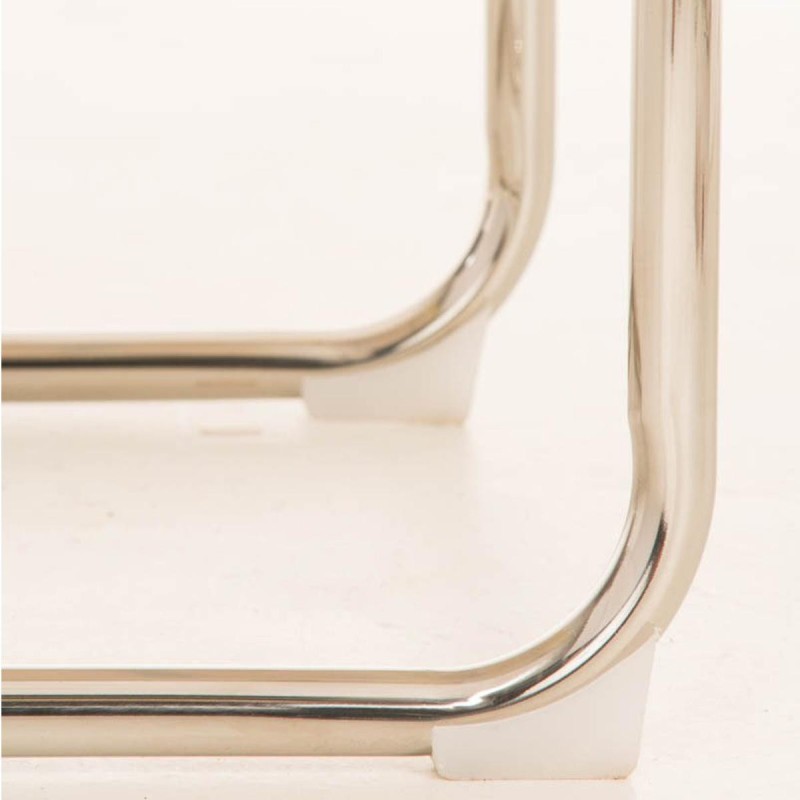 Silla de confidente CHIVO TELA, estructura metálica, gran acolchado y diseño retro con capitoné en tela color naranja