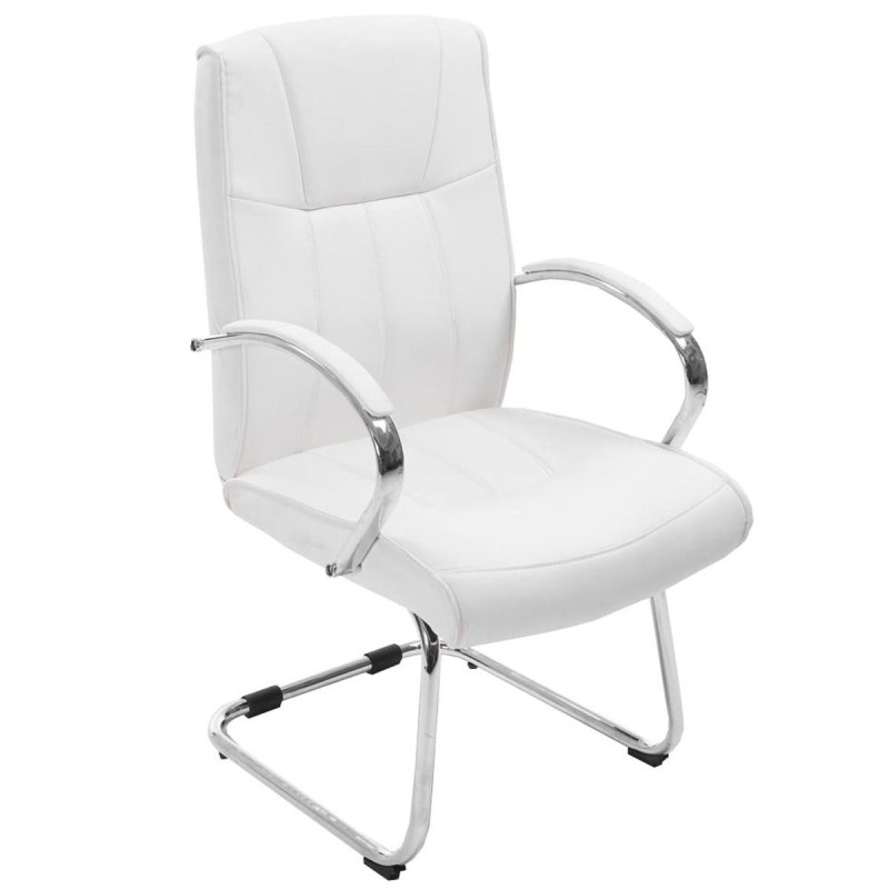 Silla de Confidente BORAU, estructura metálica, en Piel color negro