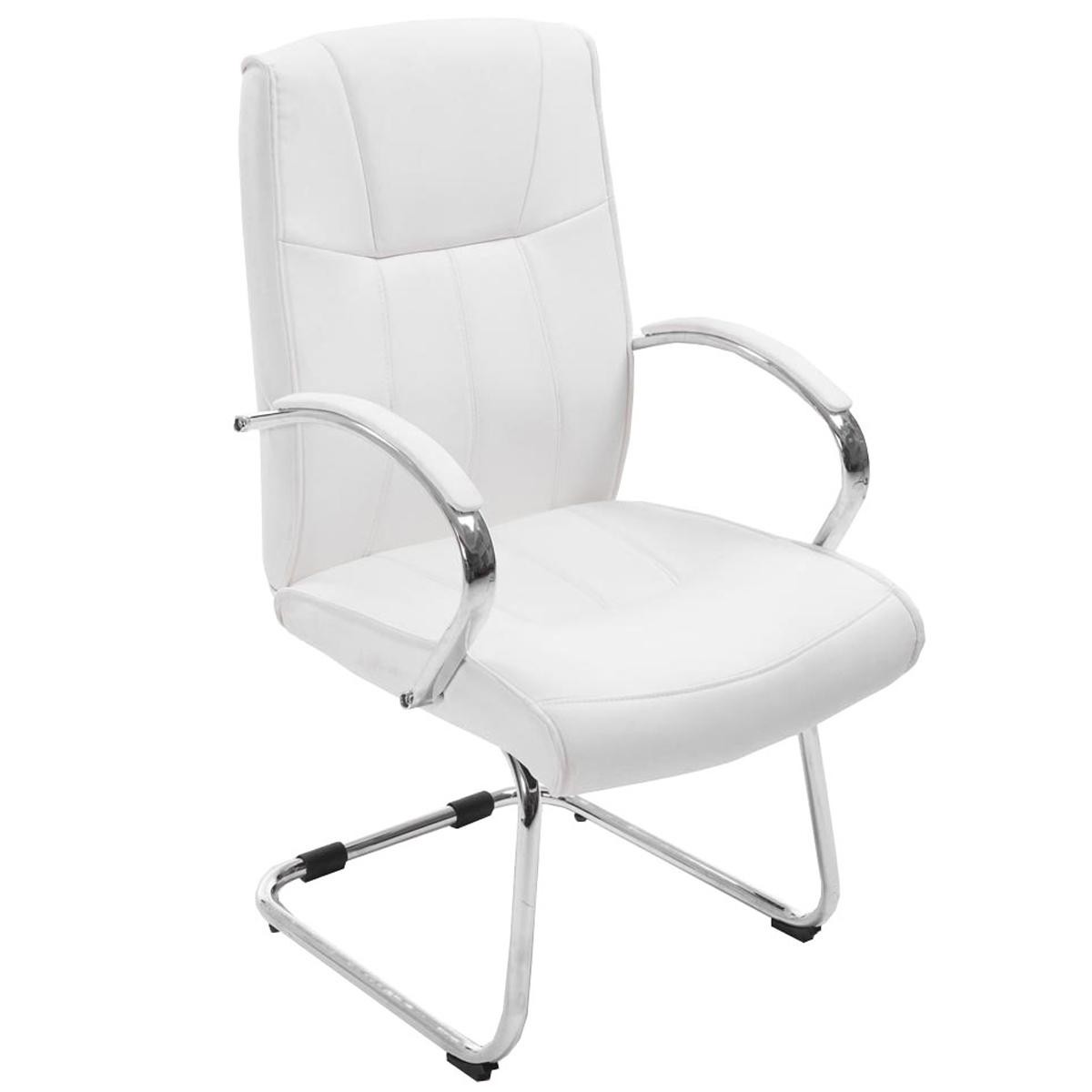 Silla de Confidente BORAU con Reposabrazos, Estructura Metálica y Acolchada en Piel color Negro