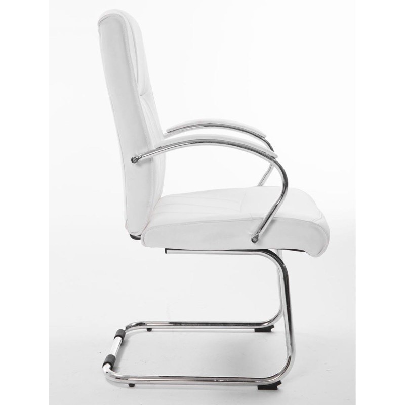 Silla de Confidente BORAU, estructura metálica, en Piel color negro