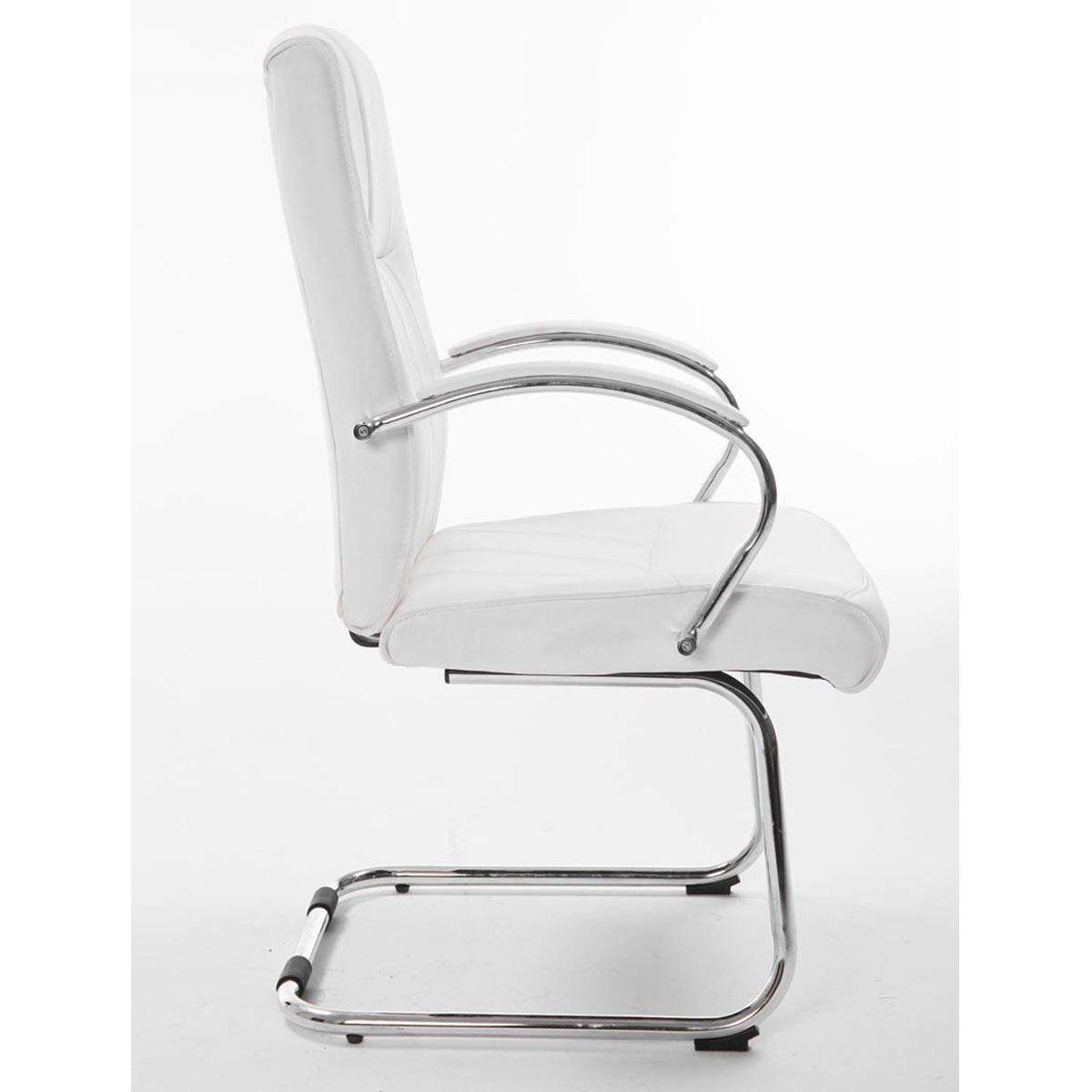 Silla de Confidente BORAU con Reposabrazos, Estructura Metálica y Acolchada en Piel color Negro