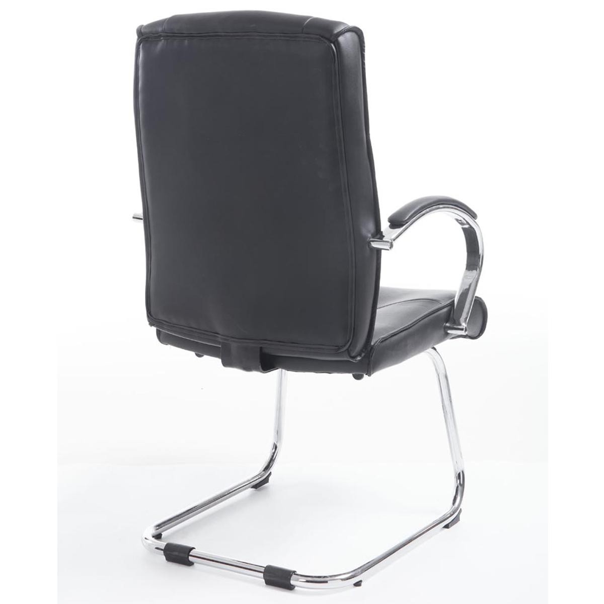 Silla de Confidente BORAU con Reposabrazos, Estructura Metálica y Acolchada en Piel color Negro