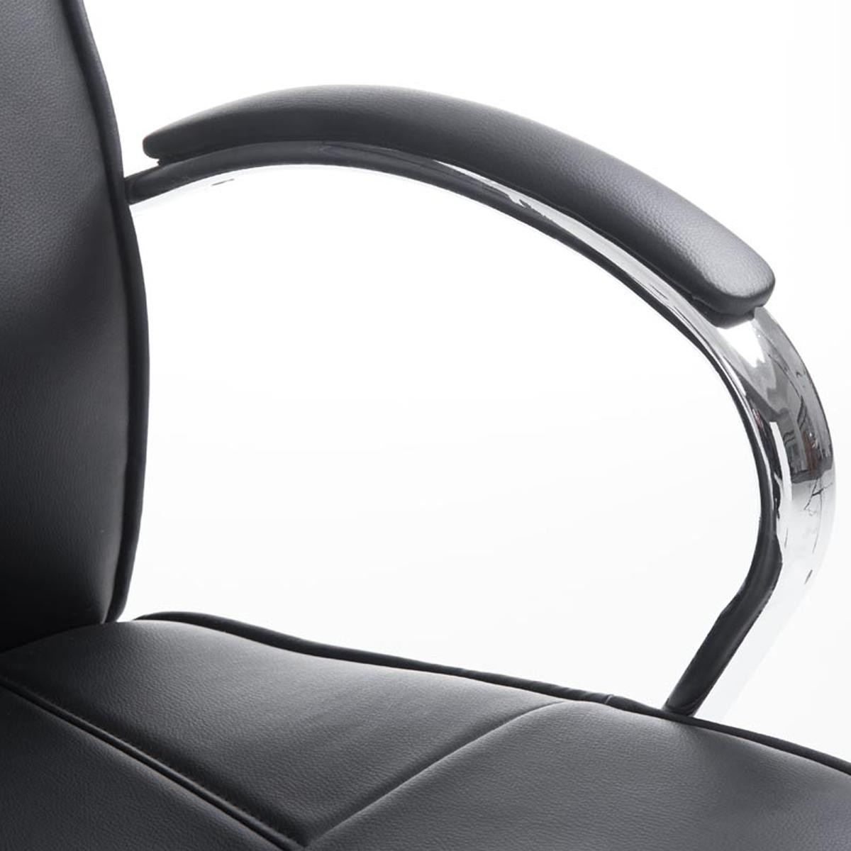 Silla de Confidente BORAU con Reposabrazos, Estructura Metálica y Acolchada en Piel color Negro