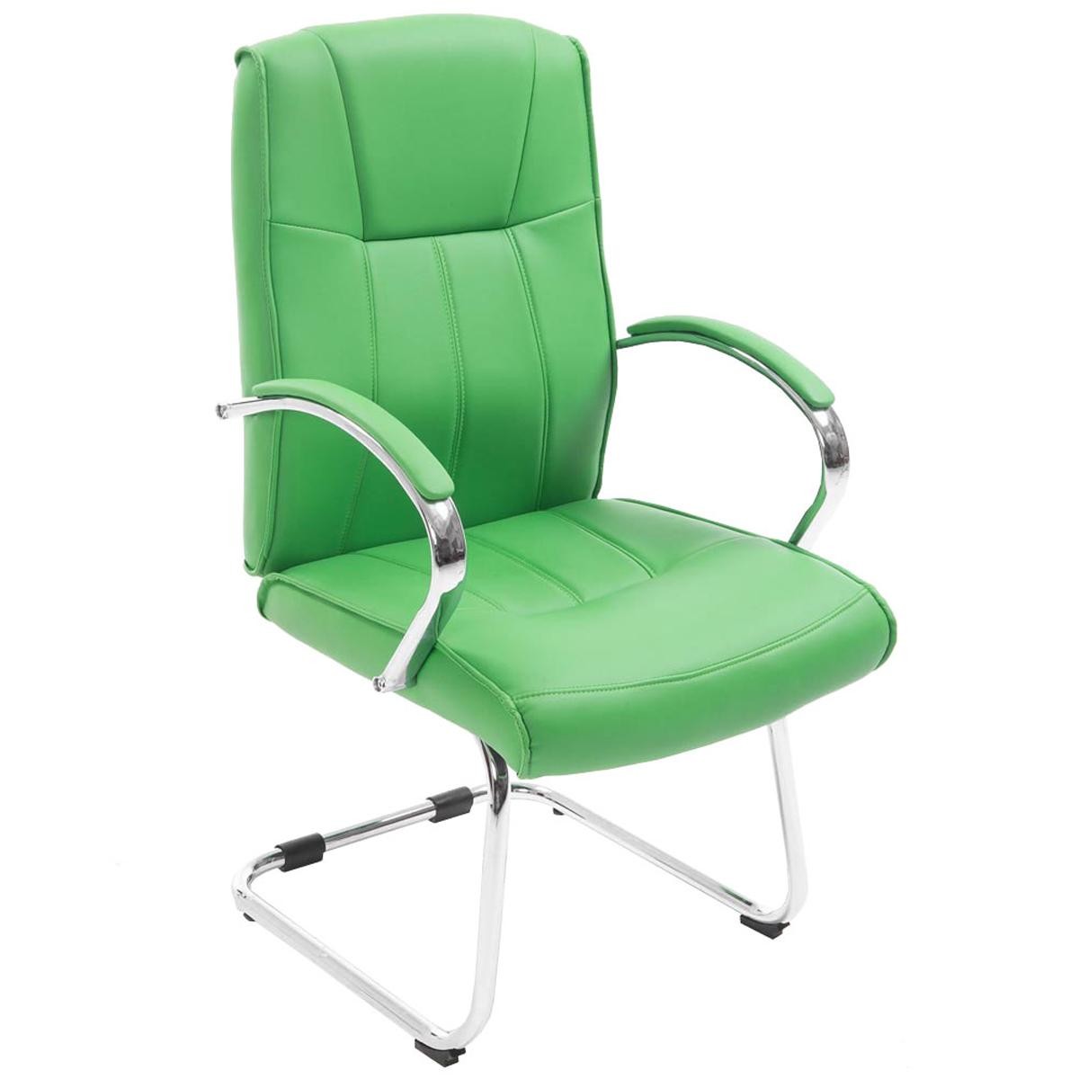 Silla de Confidente BORAU con Reposabrazos, Estructura Metálica y Acolchada en Piel color Negro
