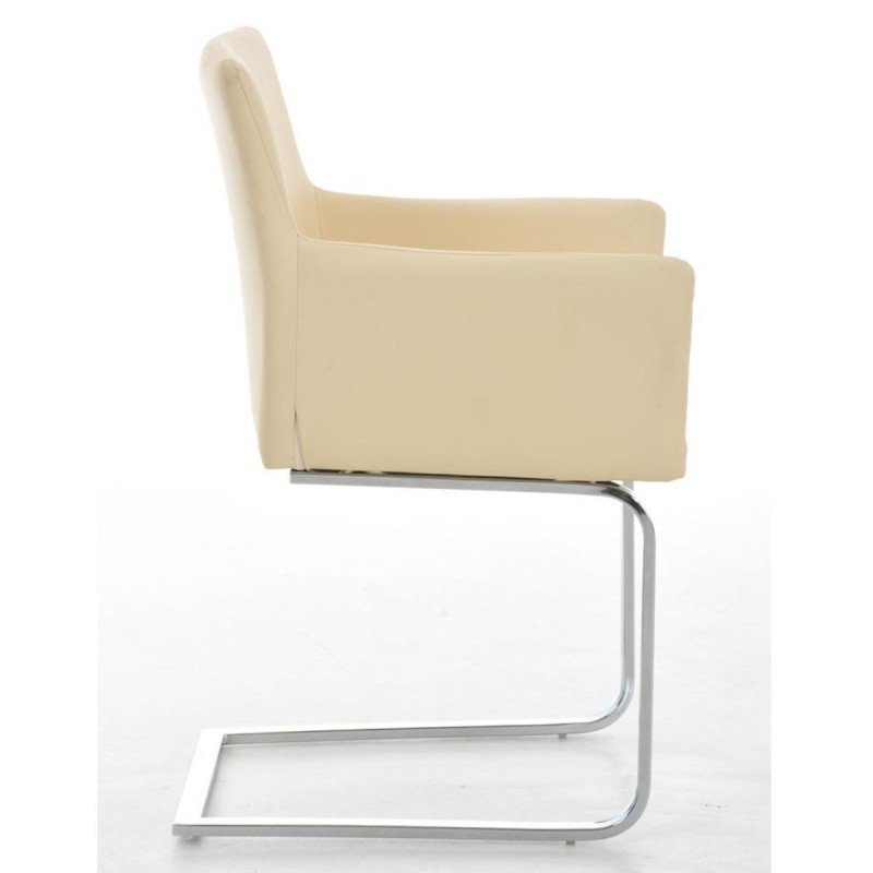 Silla de confidente PIRU, moderno y elegante diseño con estructura metálica y tapizada en piel color negro