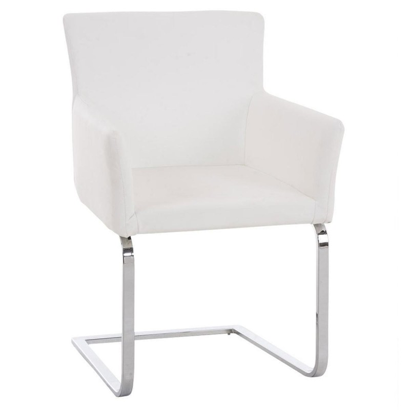 Silla de confidente PIRU, moderno y elegante diseño con estructura metálica y tapizada en piel color negro