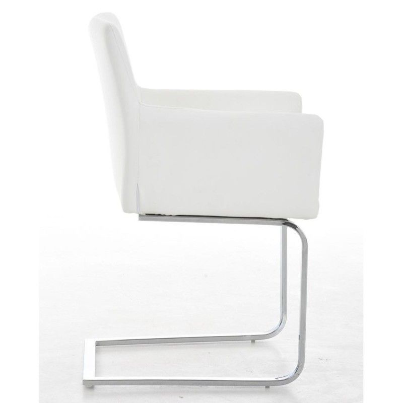Silla de confidente PIRU, moderno y elegante diseño con estructura metálica y tapizada en piel color negro