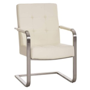 Silla de confidente MORGAL PIEL, de exclusivo y moderno diseño con estructura en acero inoxidable y tapizada en piel negra