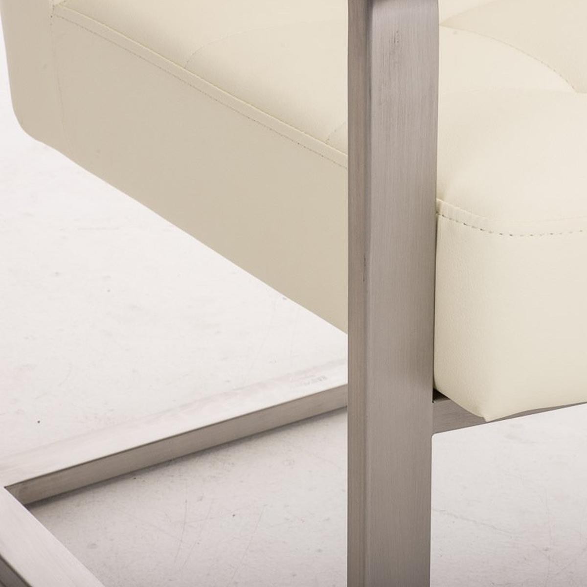Silla de Confidente MORGAN PIEL, Estructura de Acero Inoxidable y Gran Acolchado color Negro