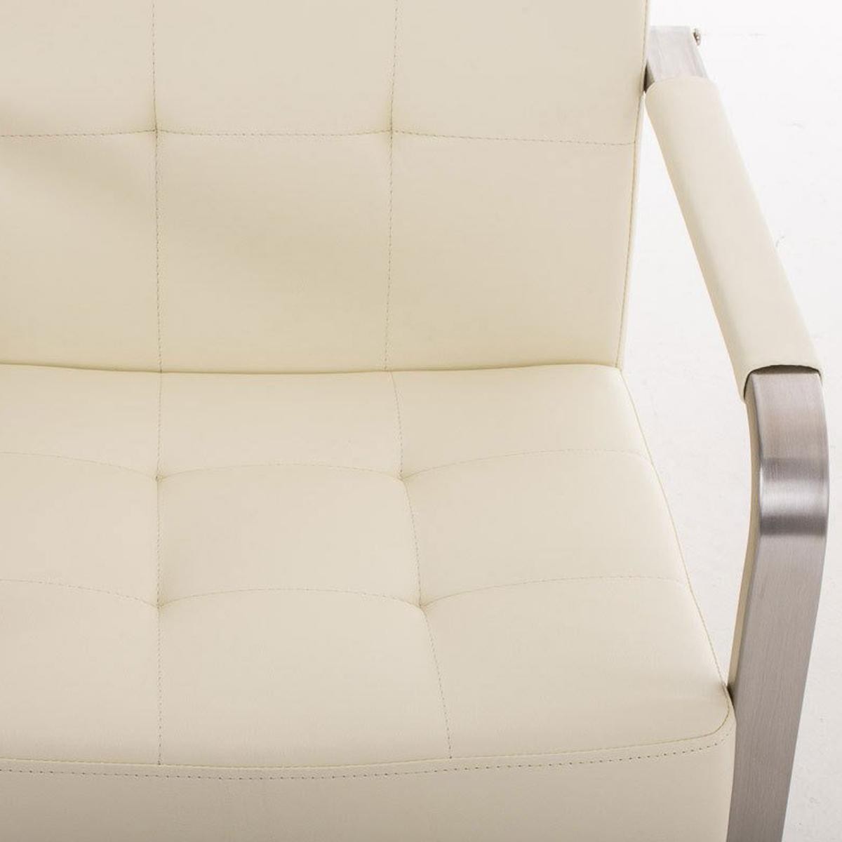 Silla de Confidente MORGAN PIEL, Estructura de Acero Inoxidable y Gran Acolchado color Negro