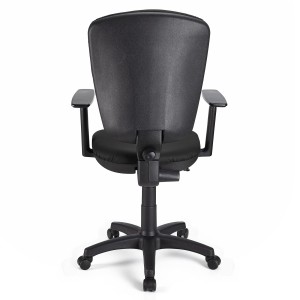 Silla de oficina CALIPSO PLUS PIEL, respaldo y brazos ajustables, en negro