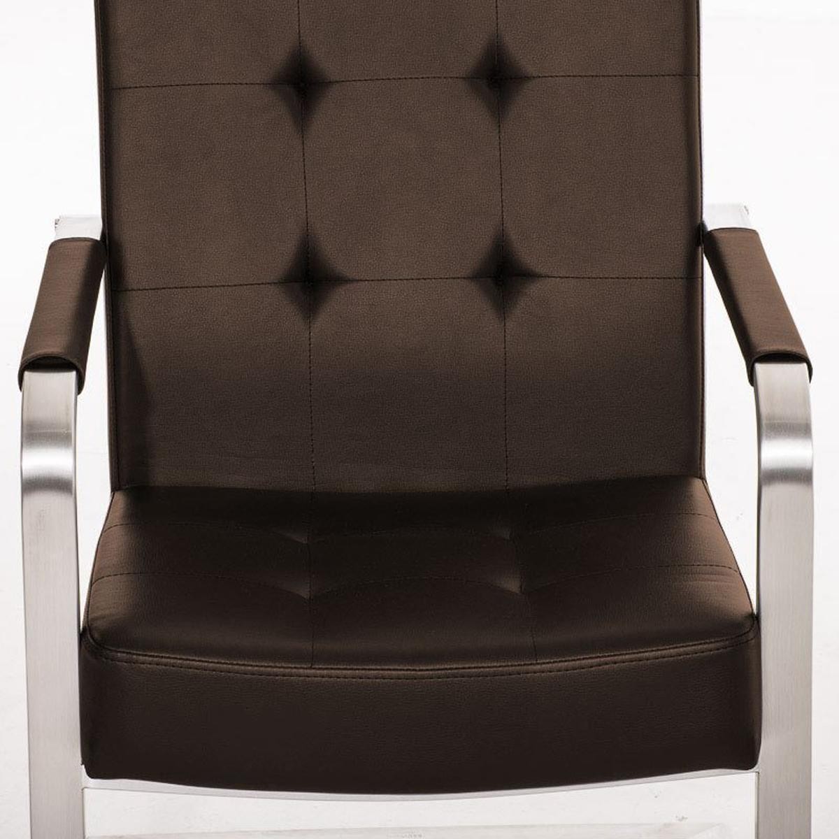 Silla de Confidente MORGAN PIEL, Estructura de Acero Inoxidable y Gran Acolchado color Negro