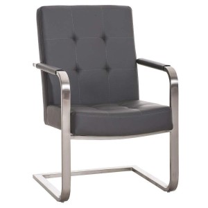 Silla de confidente MORGAL PIEL, de exclusivo y moderno diseño con estructura en acero inoxidable y tapizada en piel negra