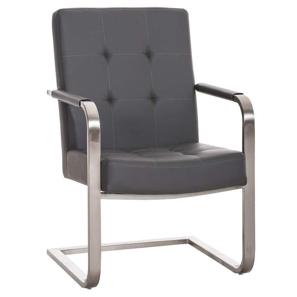 Silla de Confidente MORGAN PIEL, Estructura de Acero Inoxidable y Gran Acolchado color Negro