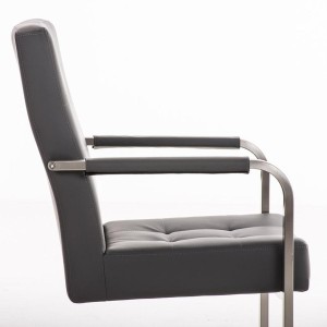 Silla de confidente MORGAL PIEL, de exclusivo y moderno diseño con estructura en acero inoxidable y tapizada en piel negra