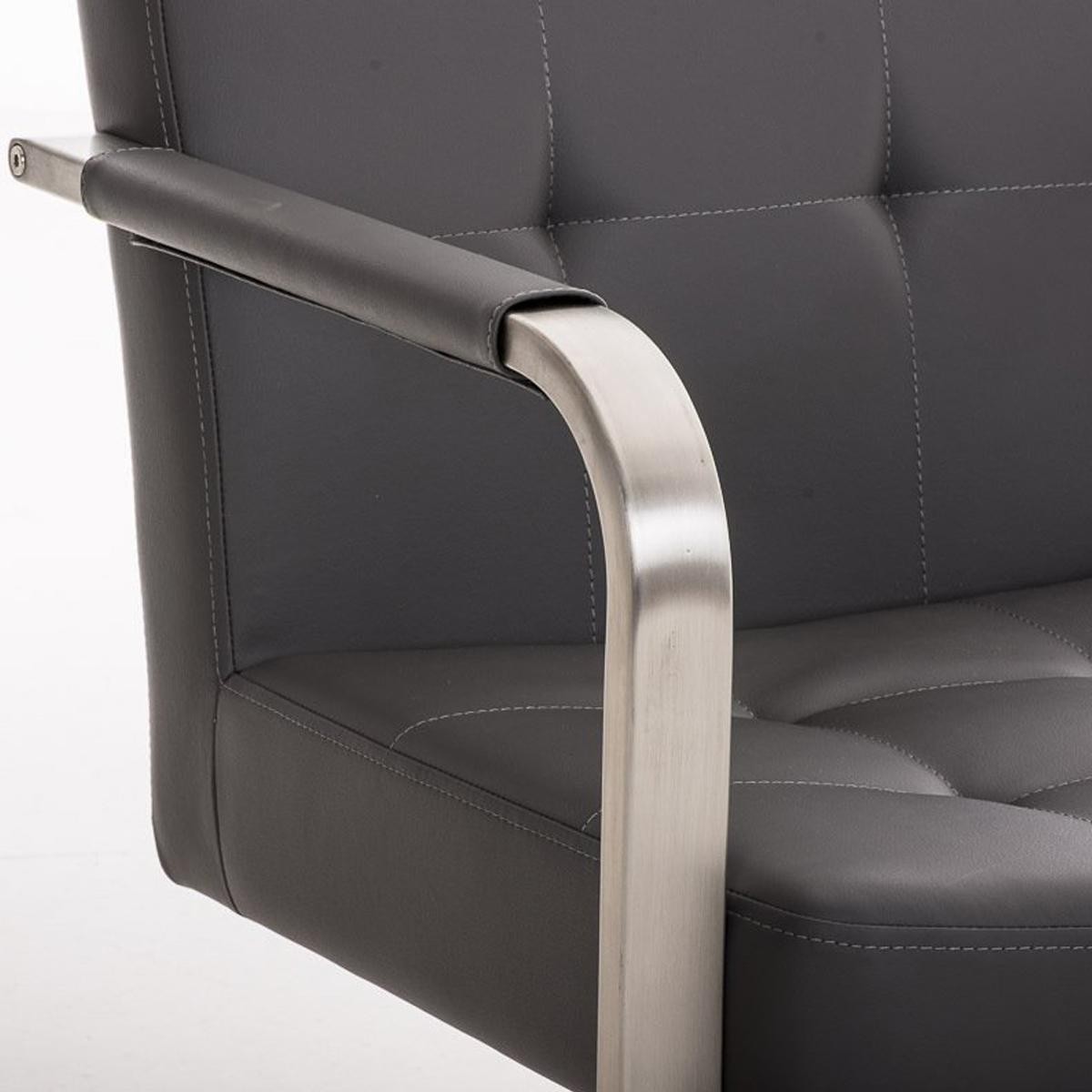 Silla de Confidente MORGAN PIEL, Estructura de Acero Inoxidable y Gran Acolchado color Negro