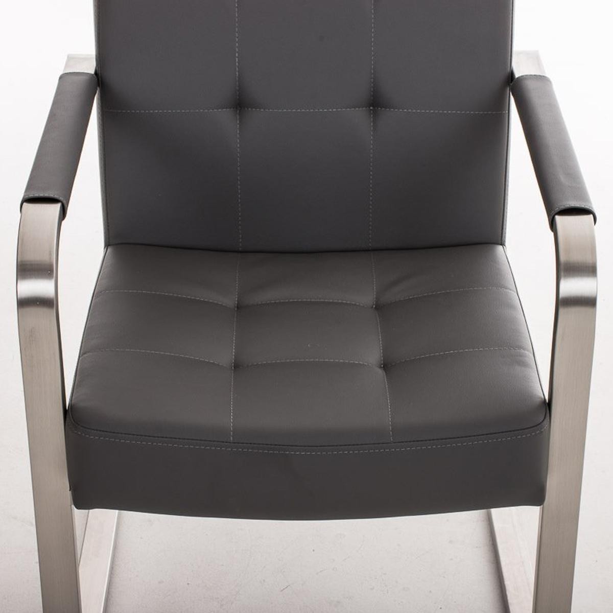 Silla de Confidente MORGAN PIEL, Estructura de Acero Inoxidable y Gran Acolchado color Negro