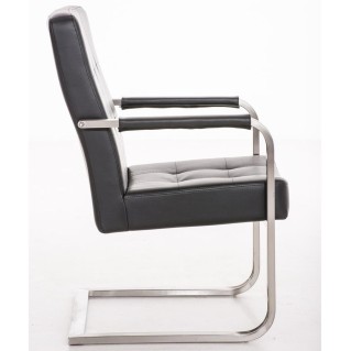 Silla de confidente MORGAL PIEL, de exclusivo y moderno diseño con estructura en acero inoxidable y tapizada en piel negra 2