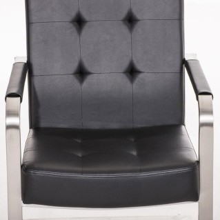 Silla de confidente MORGAL PIEL, de exclusivo y moderno diseño con estructura en acero inoxidable y tapizada en piel negra 2