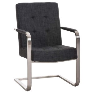 Silla de confidente MORGAL TELA, de exclusivo y moderno diseño con estructura en acero inoxidable y tapizada en tela gris clara