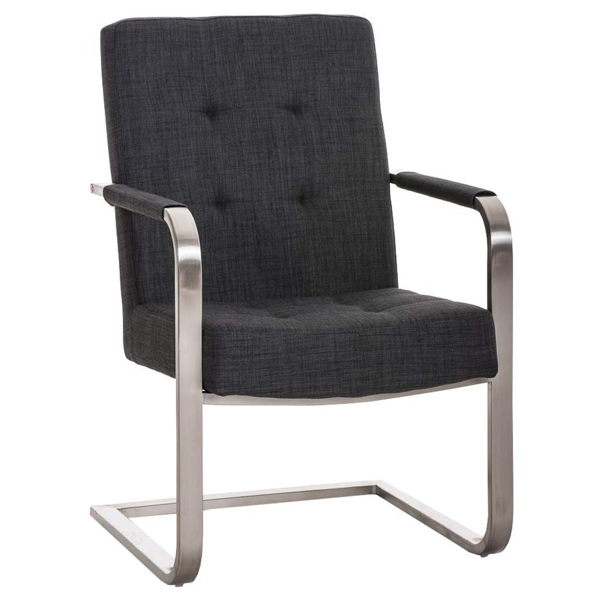 Silla de Confidente MORGAN TELA, Estructura de Acero Inoxidable y Gran Acolchado color Gris claro